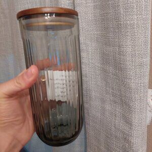 Hearth & Hand Magnolia 21oz Fluted Glass Tumbler w/ Wood Lid